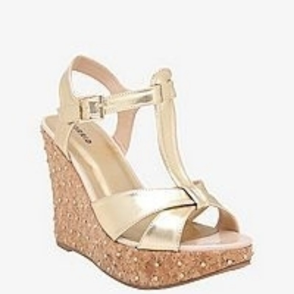 gold studded wedges